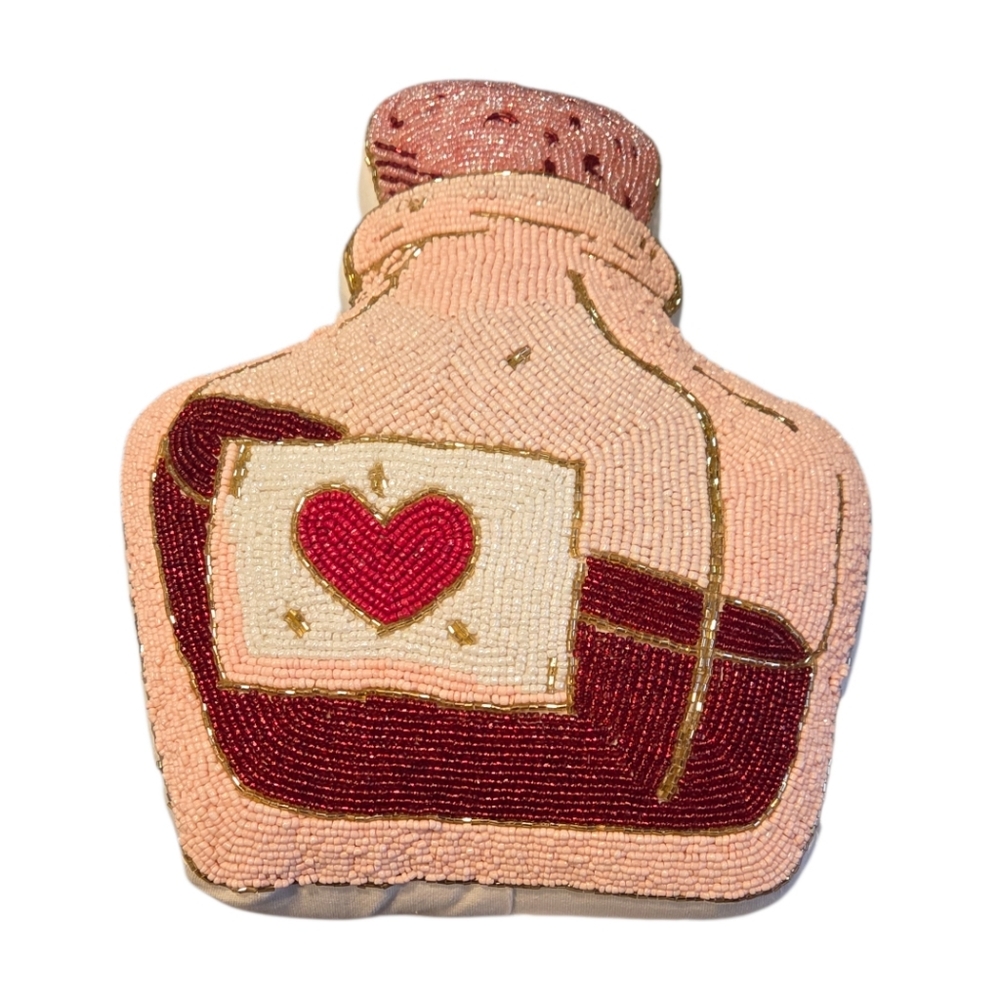 Cupcakes & Cashmere - Beaded Love Potion Pillow Valentine's Day NWT *Defect*